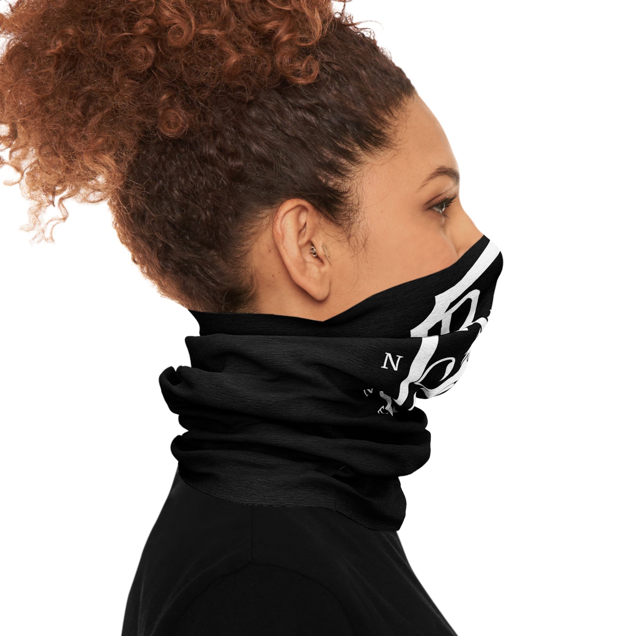 Large logo tube scarf - White on black