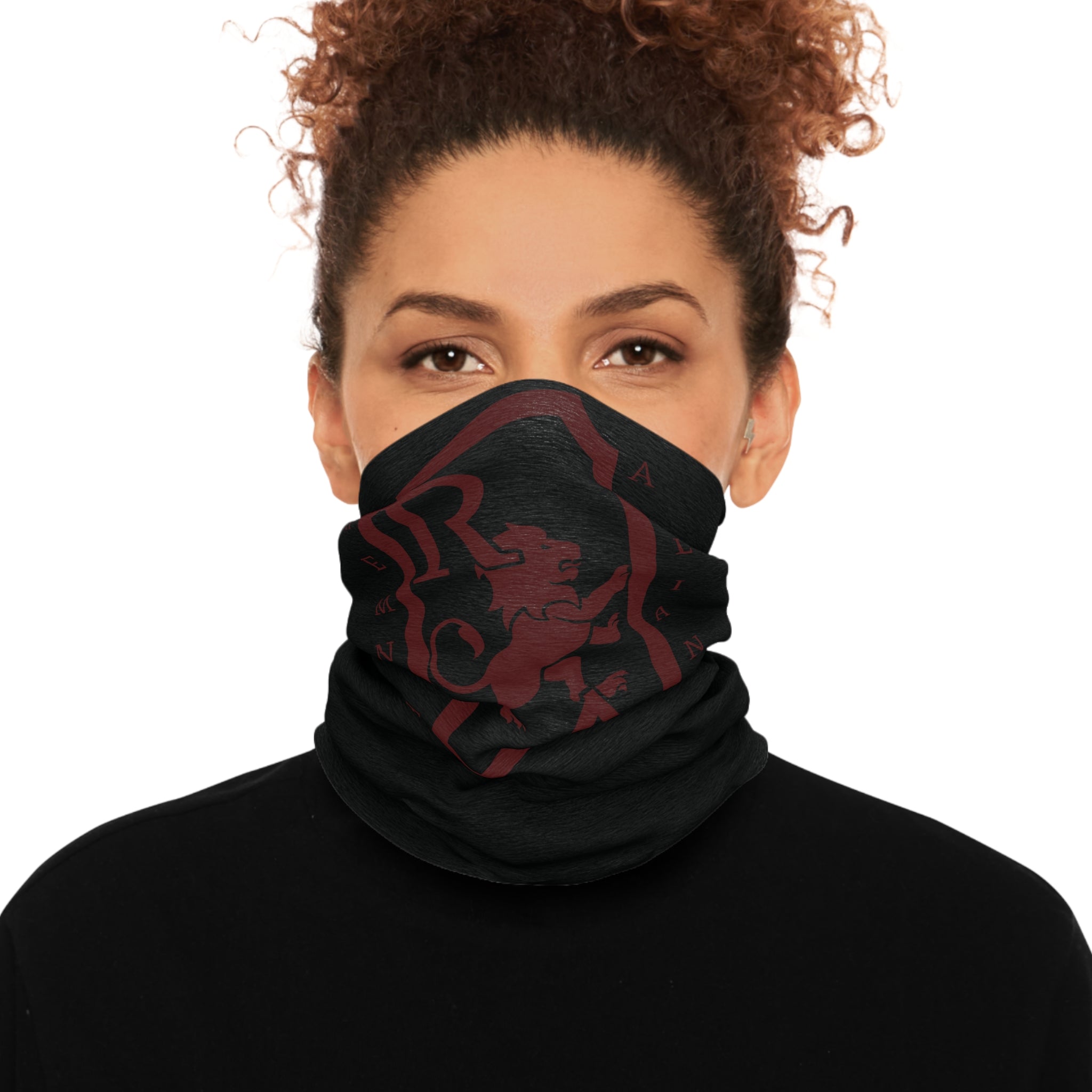 Large logo tube scarf - dark red on black