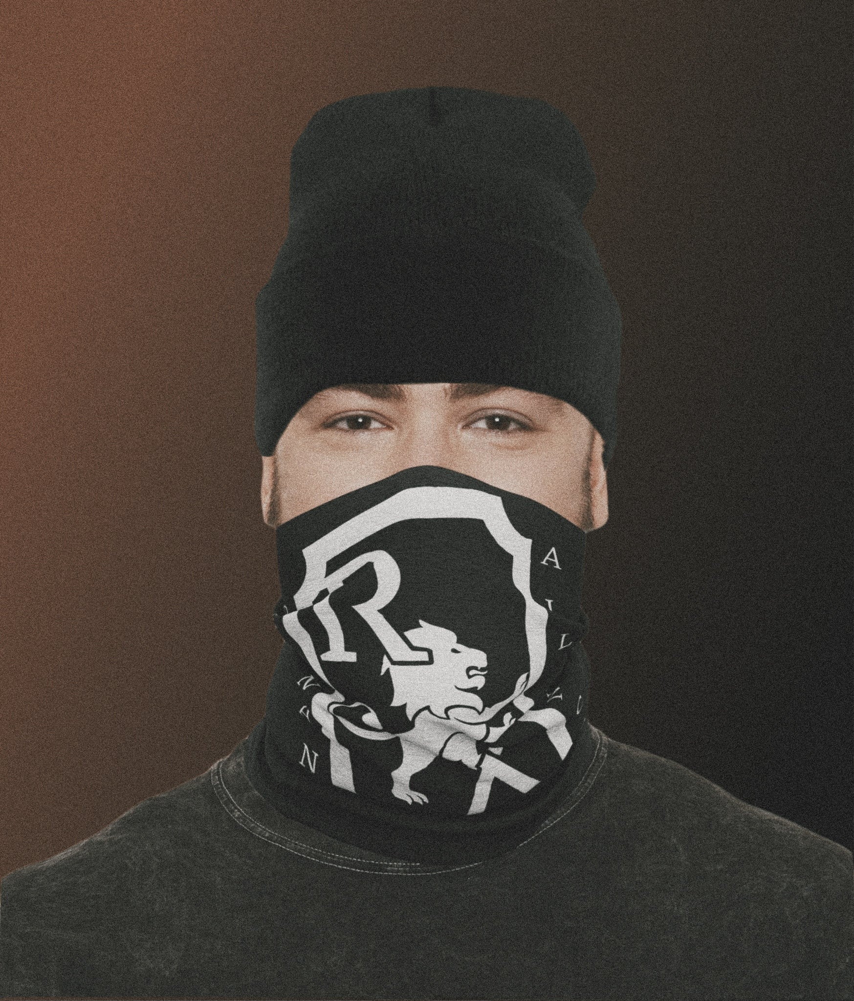 Large logo tube scarf - White on black