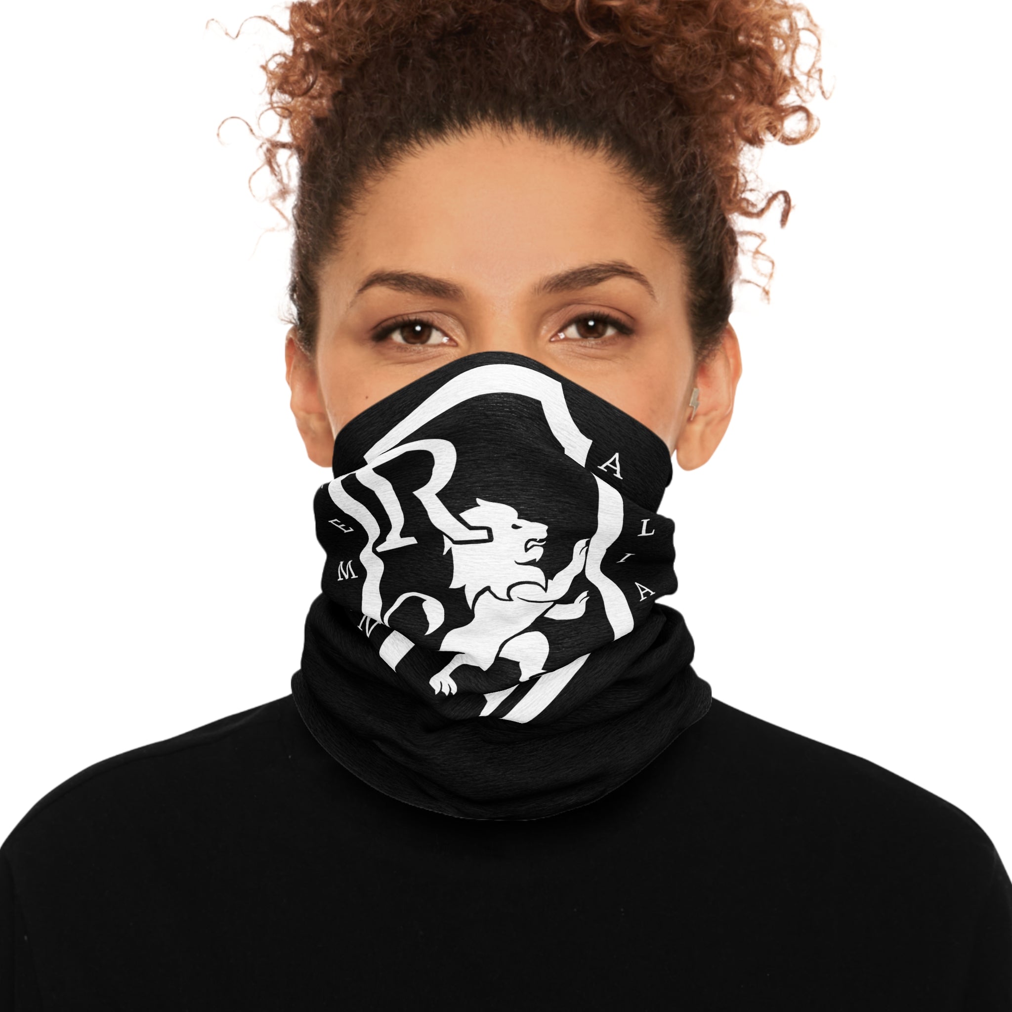Large logo tube scarf - White on black