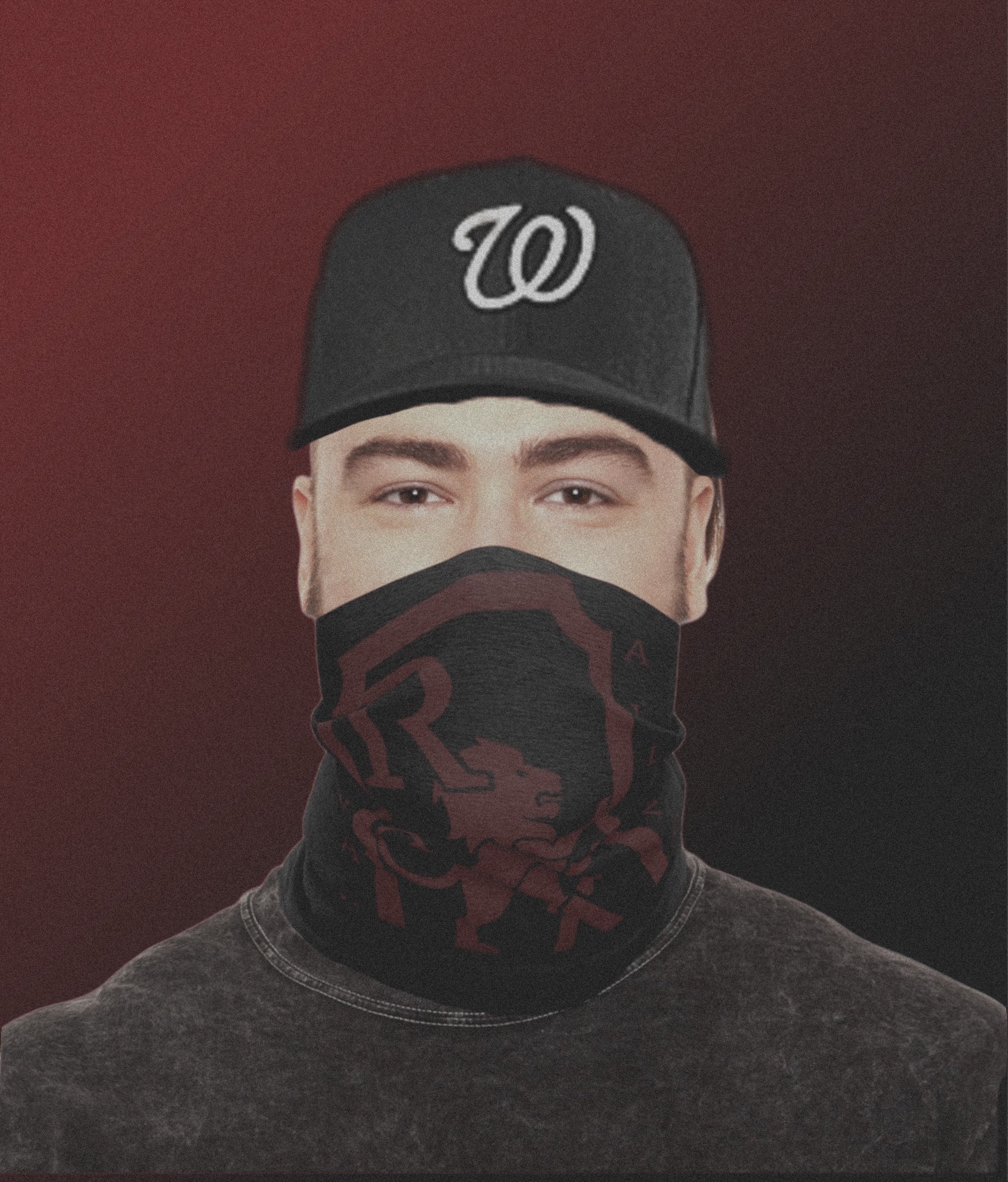 Large logo tube scarf - dark red on black